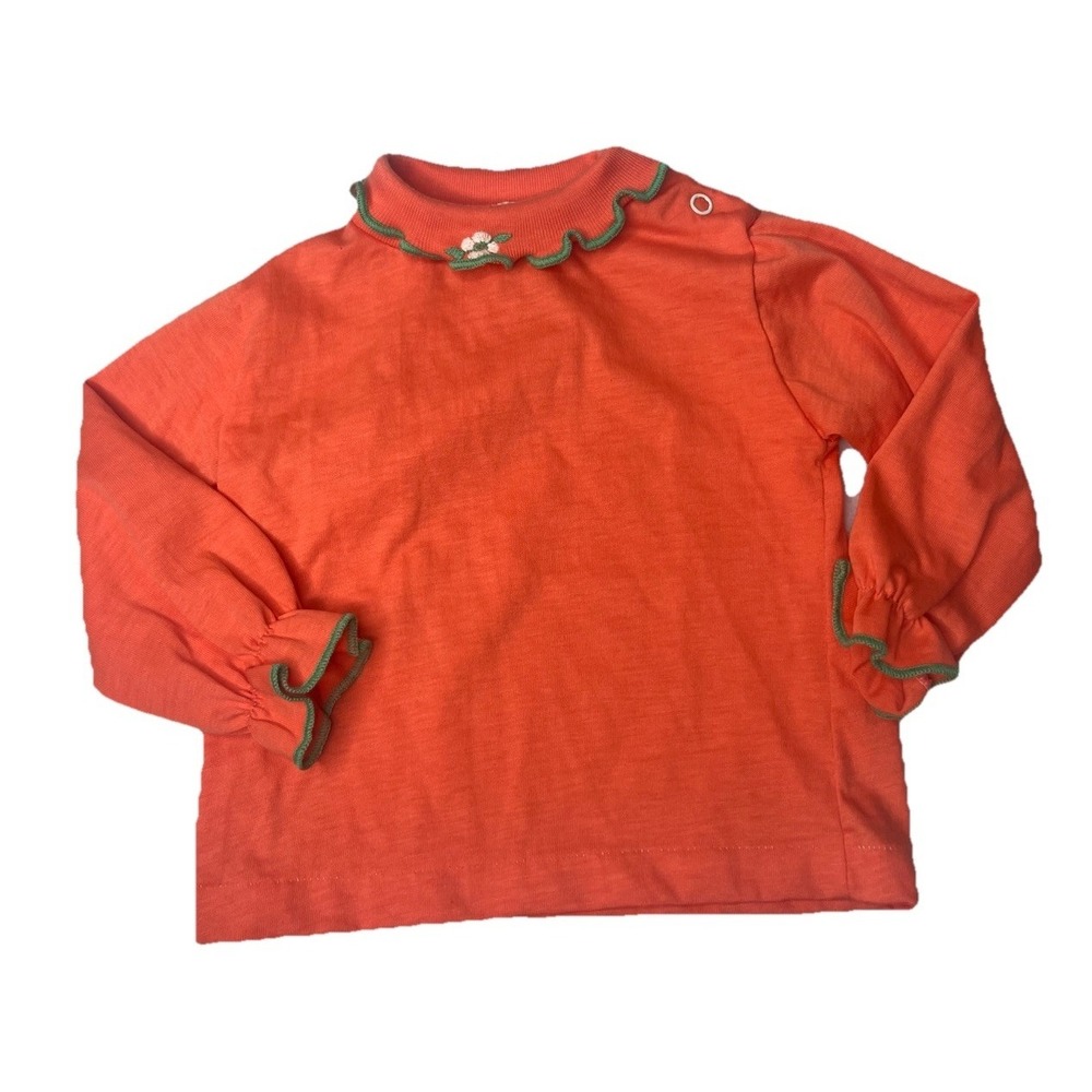 Vtg Sears Toddler Girls Top Shirt Blouse Ruffle Flower Sz M (21-26 Lbs)